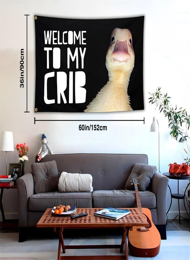 Cuiliqun Welcome to My Crib Duck Flag 3x5 Ft Funny Tapestry Flags for Bedroom Room Guys College Dorm Cool Meme Flags Posters Banners for Room Man Cave Wall Art Posters Decor - Image 5